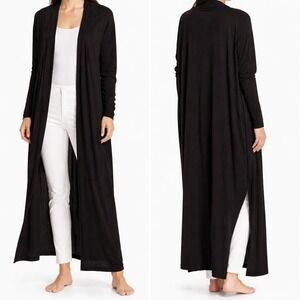 Lunya Restore Pima Long Cardigan Black Oversized Maxi Duster One Size OS Pockets